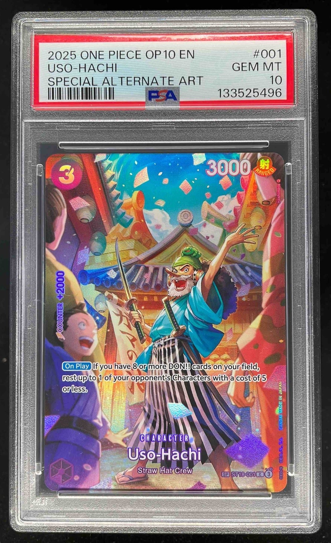 2025 One Piece OP10 EN #001 USO-Hachi Special Alternate Art PSA 10