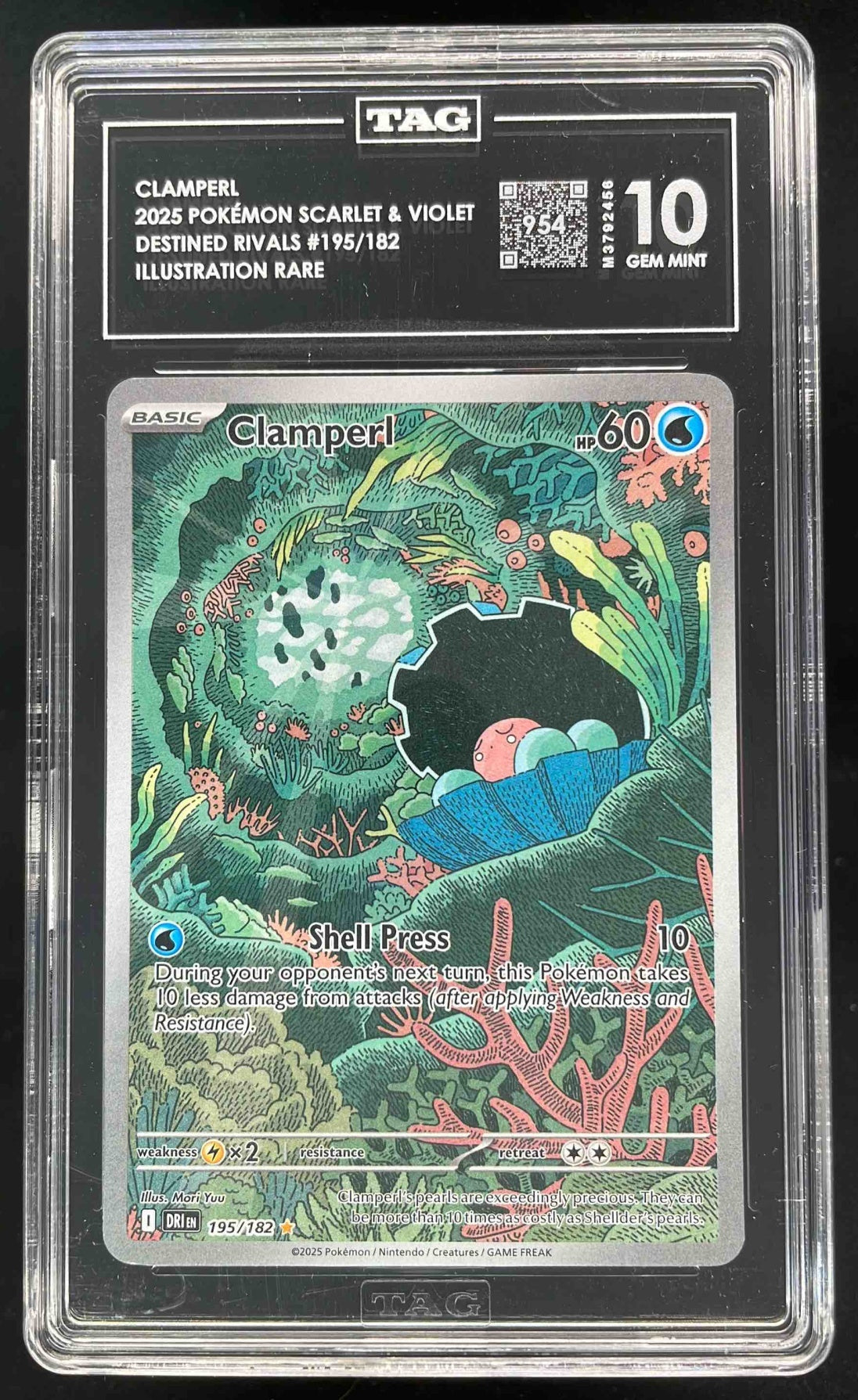 2025 Pokemon Destined Rivals #195/182 Clamperl TAG 10