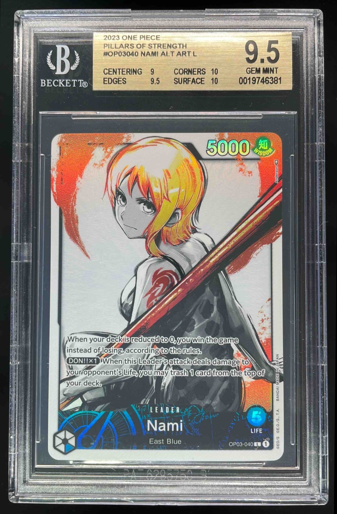 2023 One Piece Pillars of Strength #OP03040 Nami Alternate Art BGS 9.5