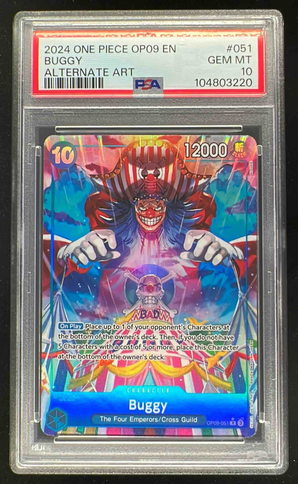2024 One Piece OP09 EN #051 Buggy Alternate Art PSA 10