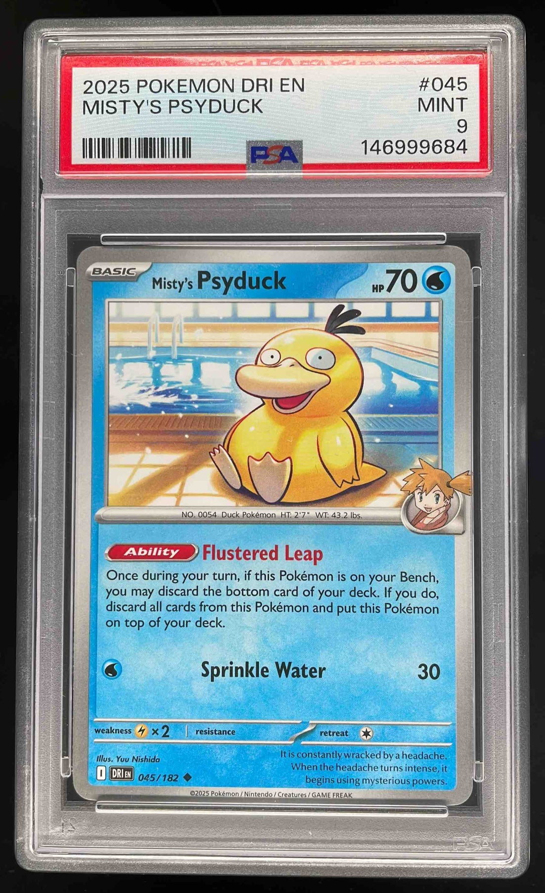 2025 Pokemon Destined Rivals #045/182 Misty's Psyduck PSA 9