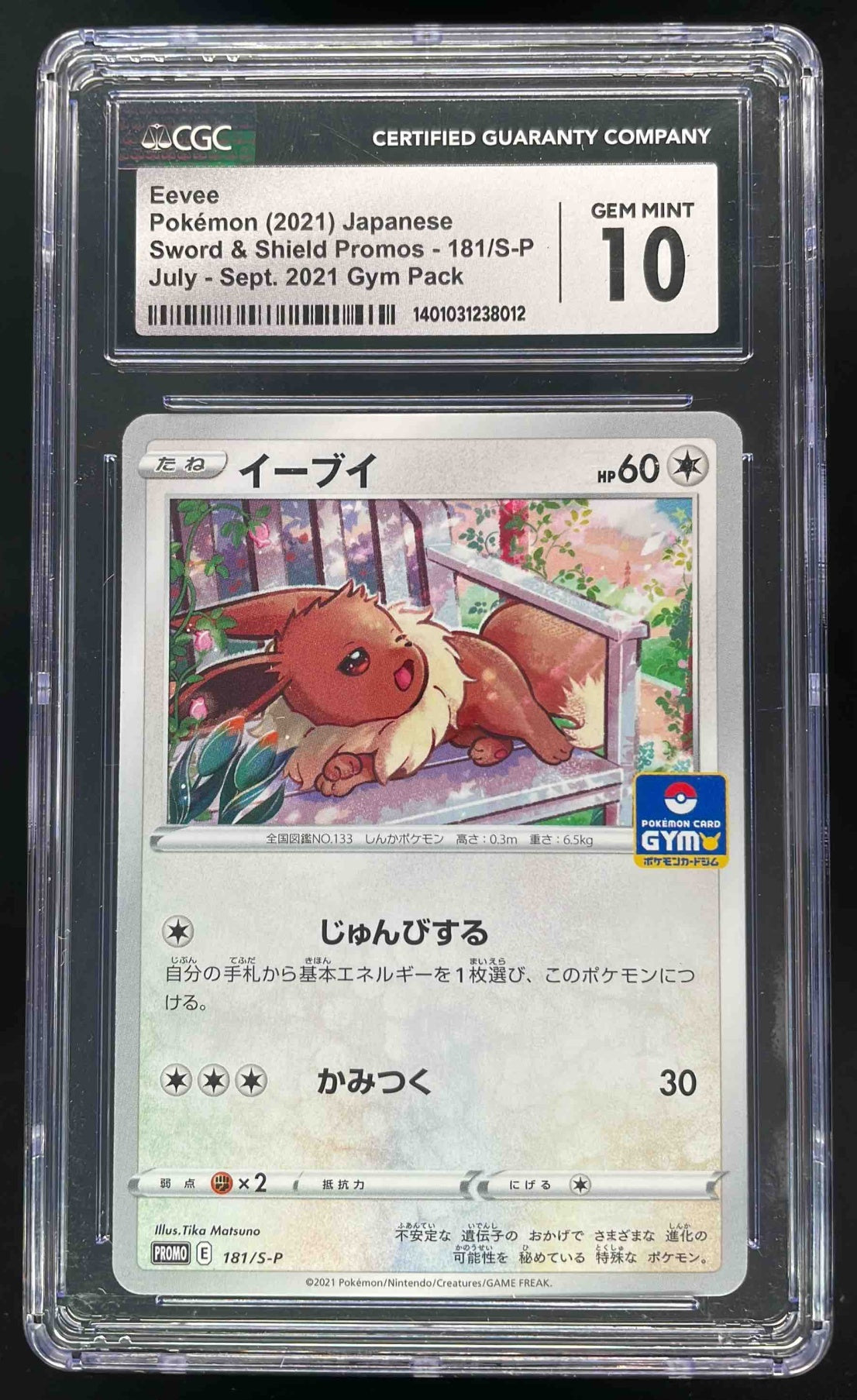 2021 Pokemon Japanese Sword Shield Promo Gym Pack #181 Eevee CGC 10