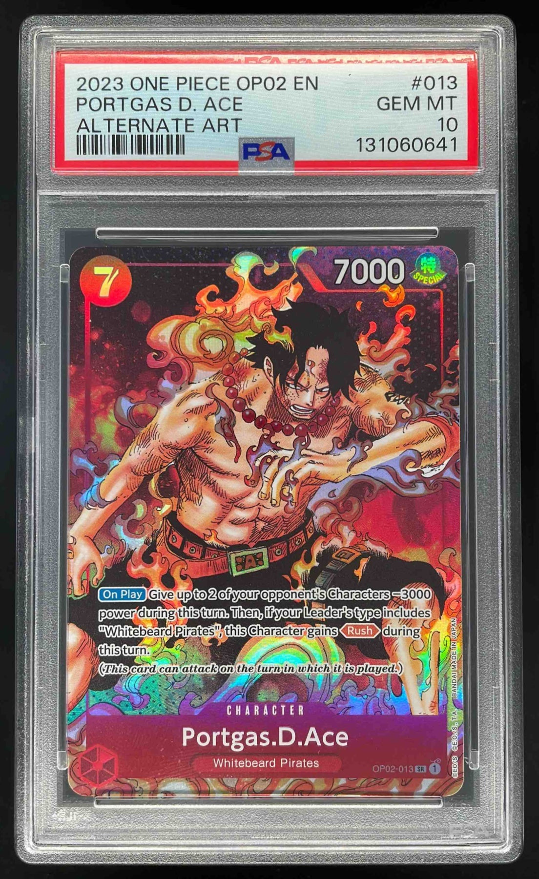 2023 One Piece OP02 EN #013 Portgas D Ace Alternate Art PSA 10