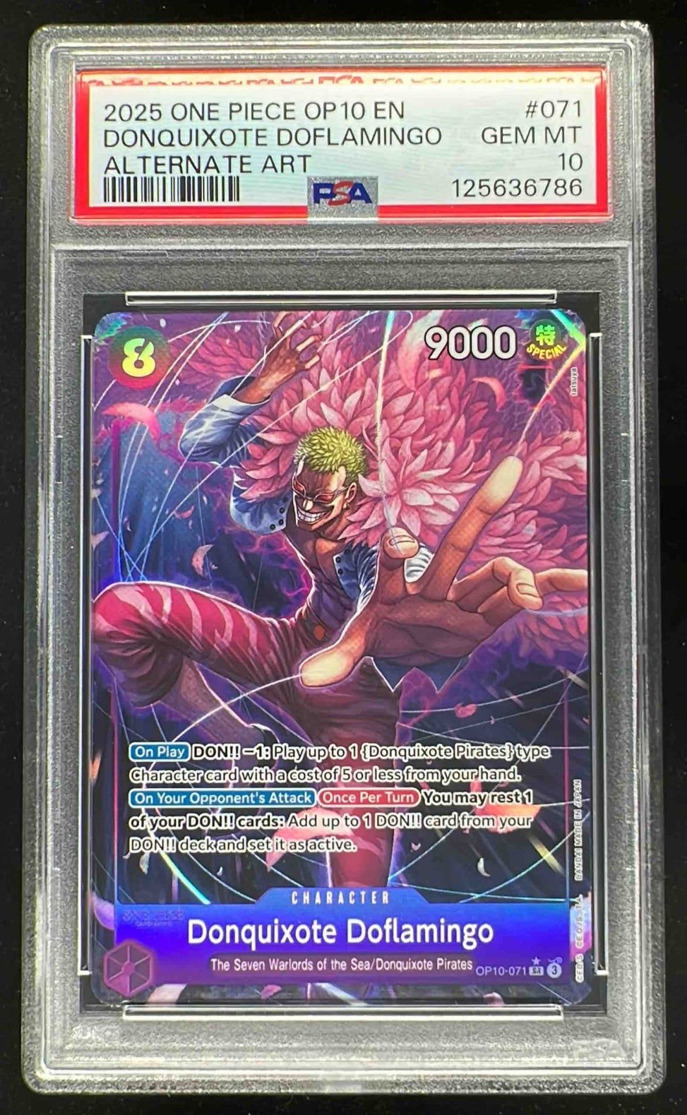 2025 One Piece OP10 EN #071 Donquixote Doflamingo Alternate Art PSA 10