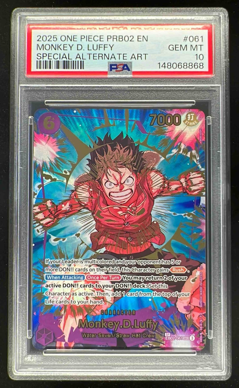2025 One Piece PRB02 EN #061 Monkey D Luffy Special Alternate Art PSA 10