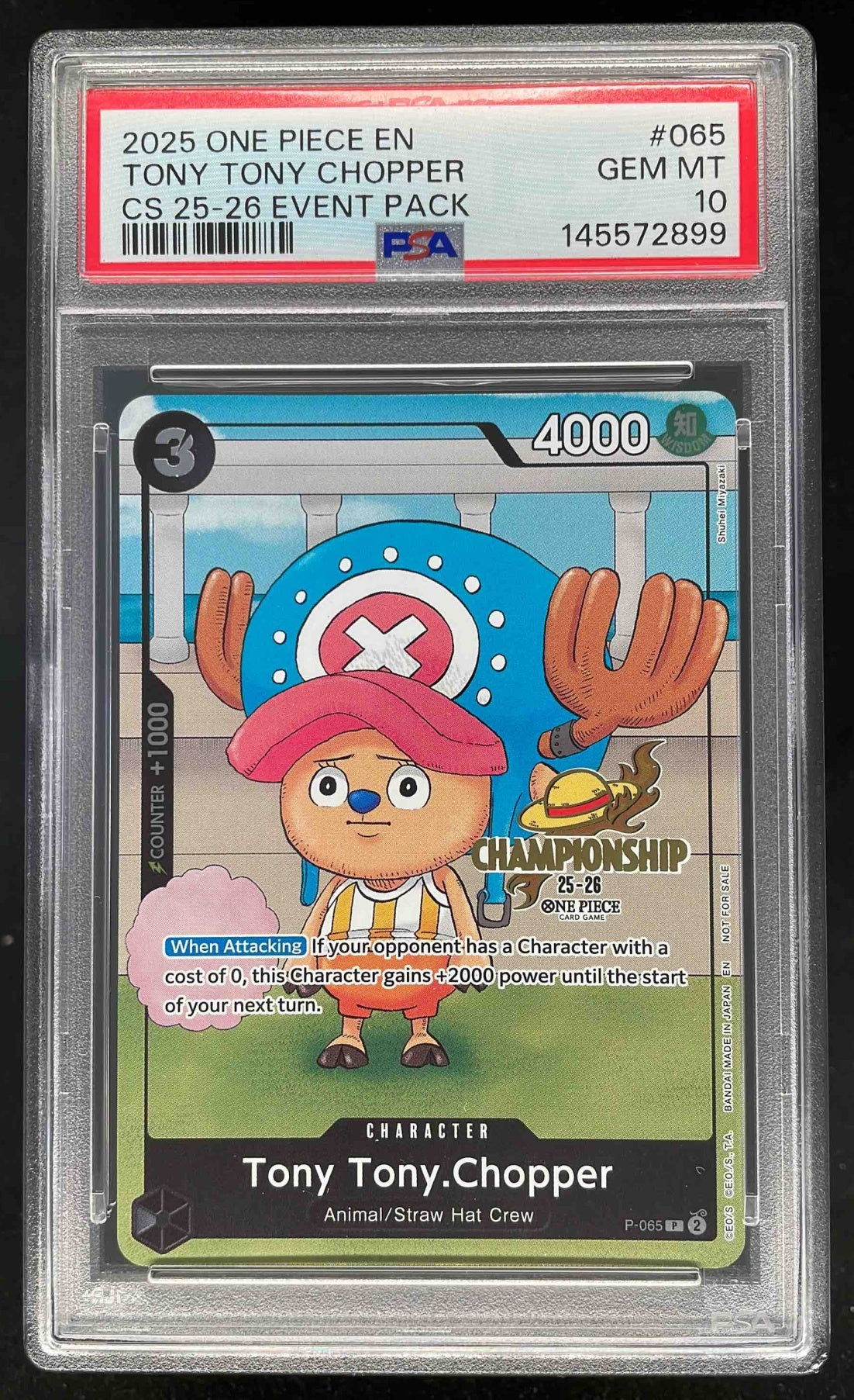 2025 One Piece EN CS 25-26 Event Pack #065 Tony Tony Chopper PSA 10