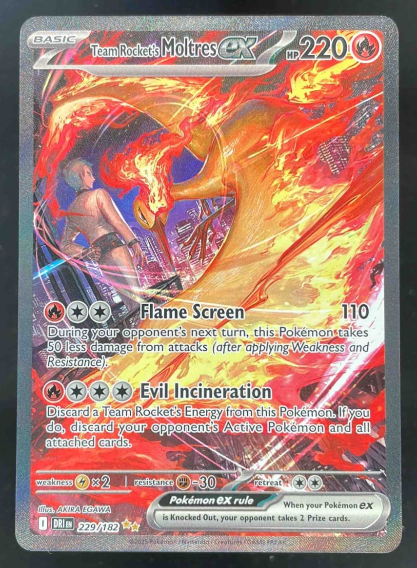 2025 Pokemon Destined Rivals #229/182 Team Rocket's Moltres ex