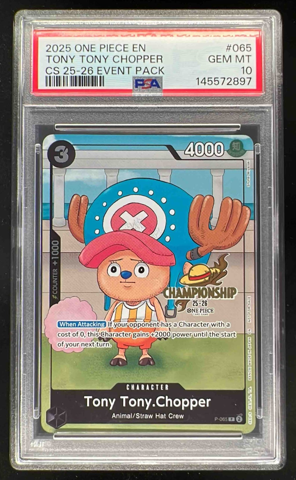 2025 One Piece EN CS 25-26 Event Pack #065 Tony Tony Chopper PSA 10