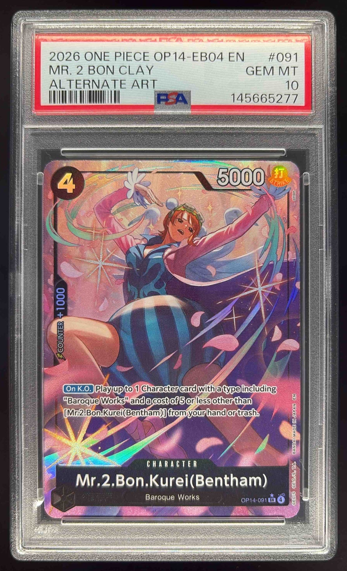 2026 One Piece OP14 EB04 EN #091 Mr. 2 Bon Clay Alternate Art PSA 10