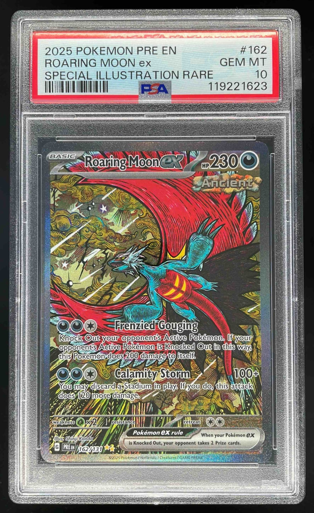 2025 Pokemon Prismatic Evolutions #162/131 Roaring Moon ex PSA 10