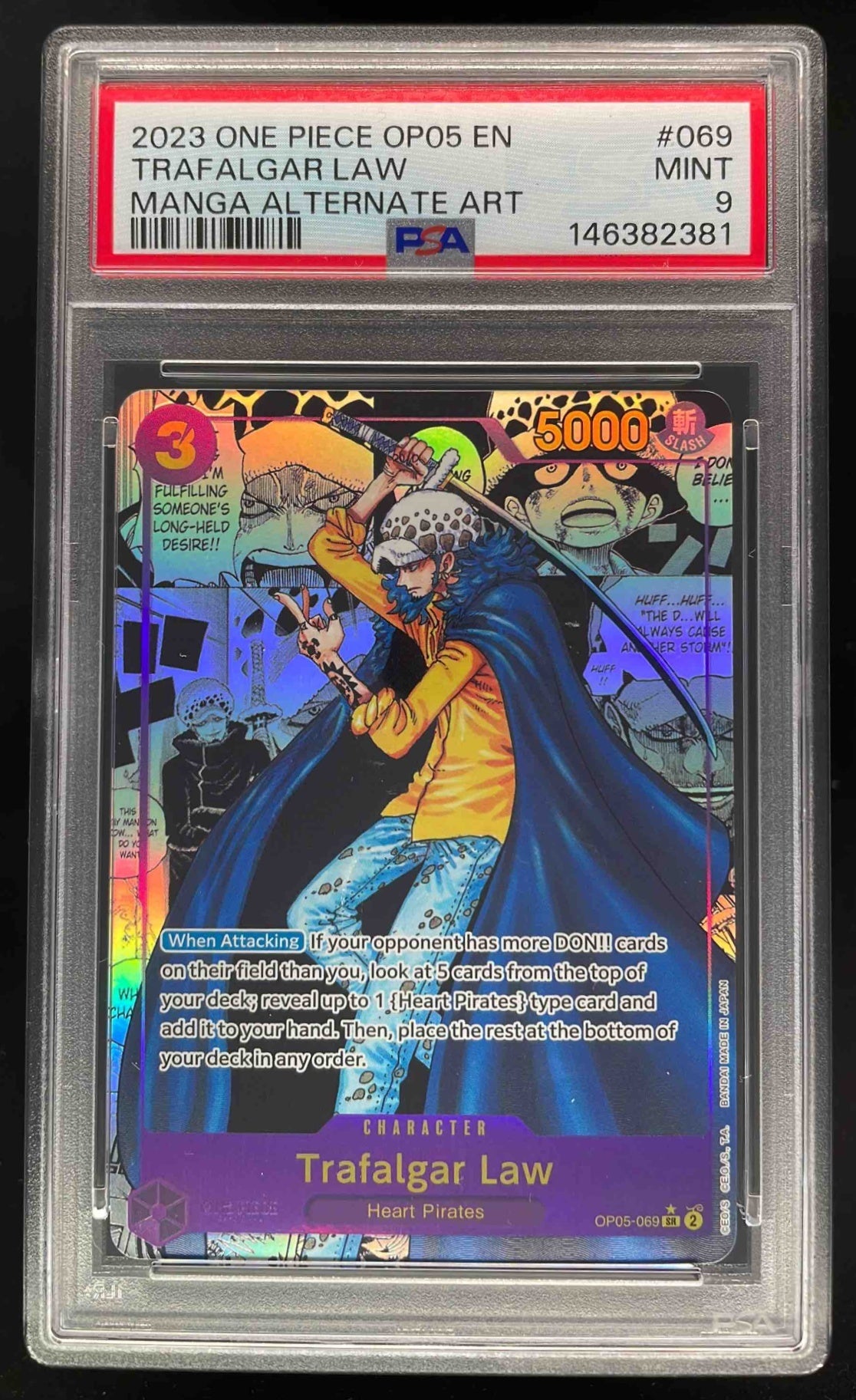 2023 One Piece OP05 EN Manga Alternate Art #069 Trafalgar Law PSA 10