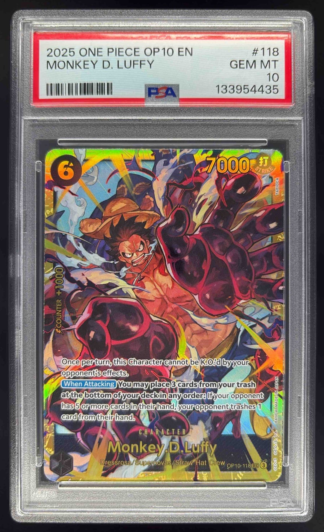 2025 One Piece OP10 EN #118 Monkey D Luffy PSA 10