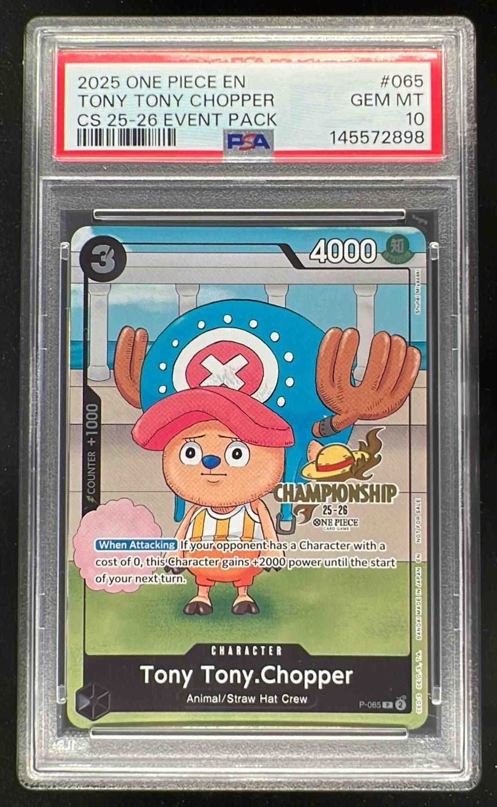 2025 One Piece EN CS 25-26 Event Pack #065 Tony Tony Chopper PSA 10