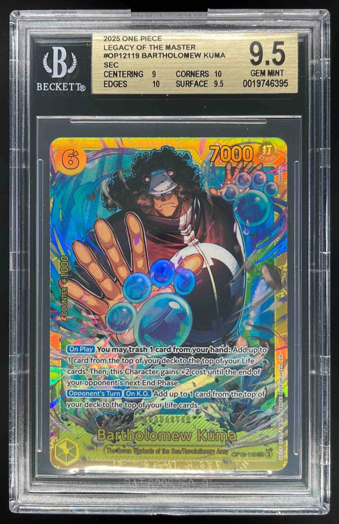 2025 One Piece Legacy of the Master #OP12-119 Bartholomew Kuma BGS 9.5