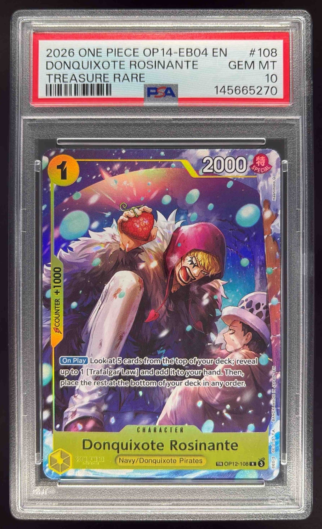 2026 One Piece OP14 EB04 EN #108 Donquixote Rosinante Treasure Rare PSA 10