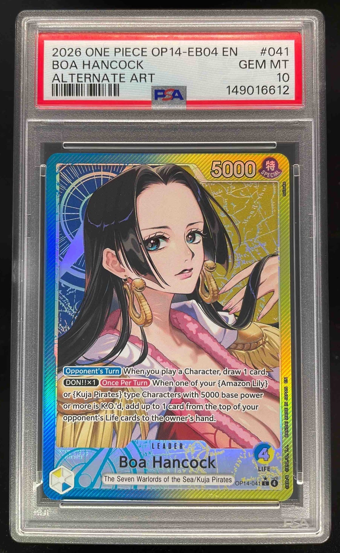 2026 One Piece OP14 EB04 EN #041 BOA Hancock Alternate Art PSA 10