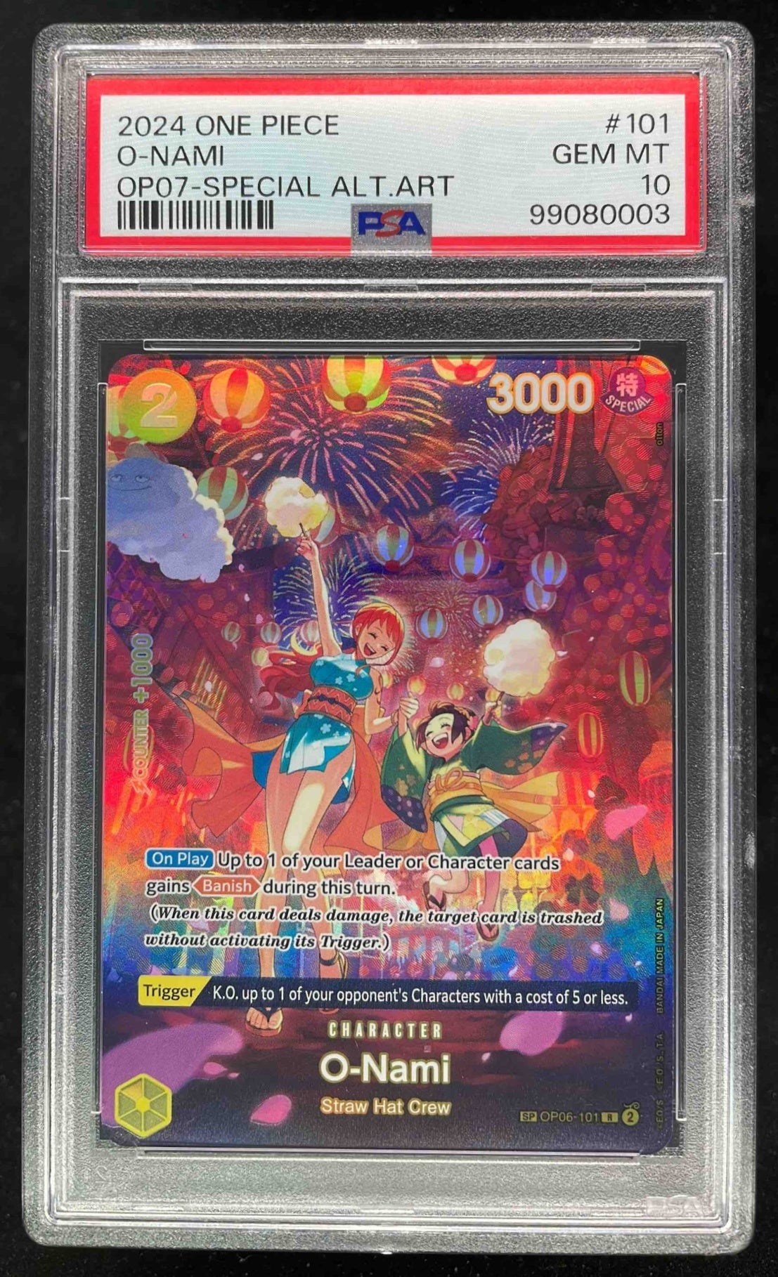 2024 One Piece OP07 Special Alternate Art #101 O-Nami PSA 10