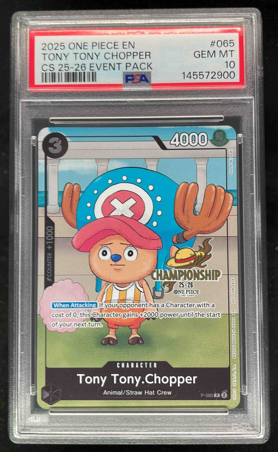 2025 One Piece EN CS 25-26 Event Pack #065 Tony Tony Chopper PSA 10