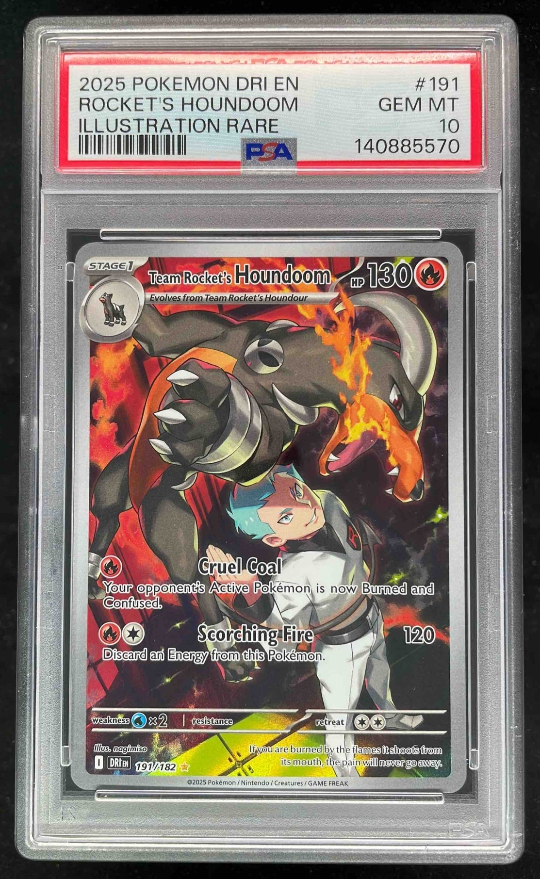 2025 Pokemon Destined Rivals #191/182 Team Rocket's Houndoom PSA 10