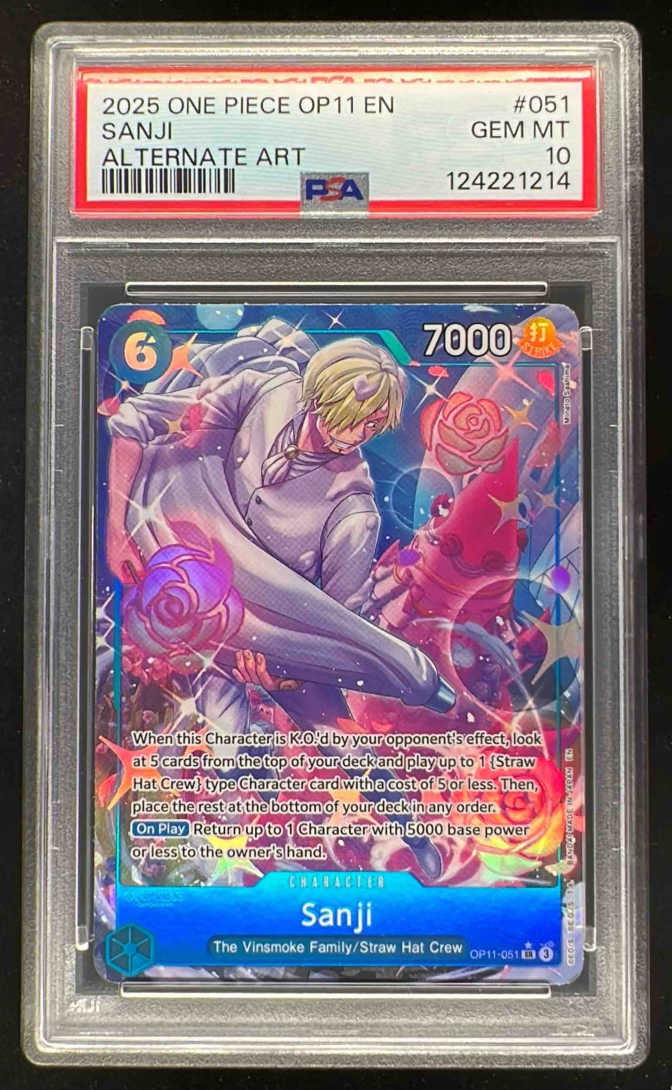 2025 One Piece OP11 EN #051 Sanji Alternate Art PSA 10
