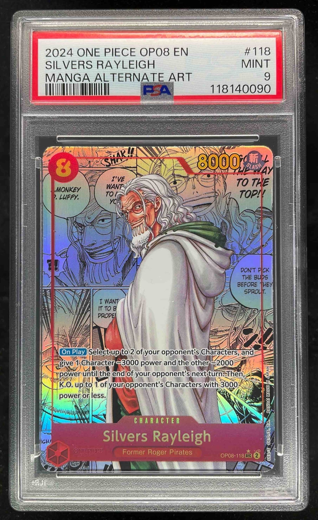 2024 One Piece OP08 EN Manga Alternate Art #118 Silvers Rayleigh PSA 10