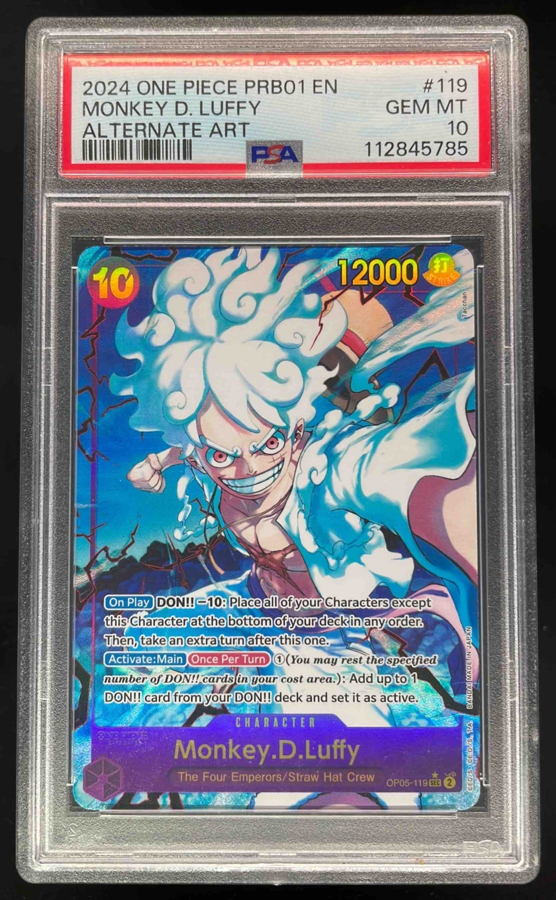 2024 One Piece PRB01 EN #119 Monkey D Luffy Alternate Art PSA 10