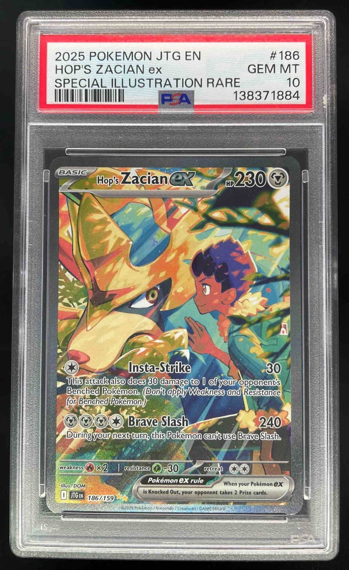 2025 Pokemon Journey Together #186/159 Hop's Zacian ex PSA 10