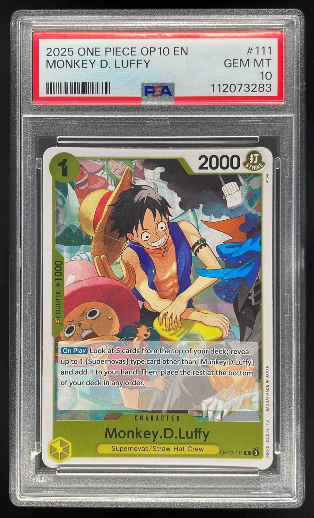 2025 One Piece OP10 EN #111 Monkey D Luffy PSA 10