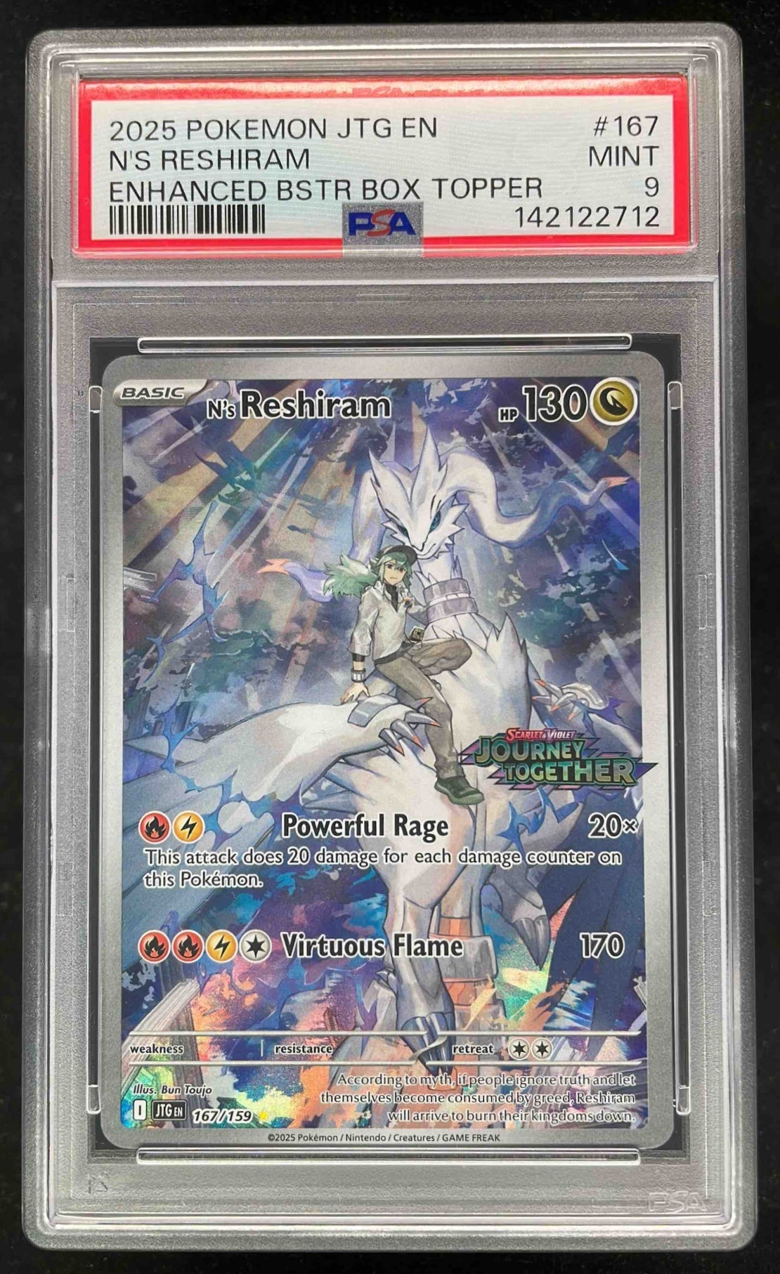 2025 Pokemon Journey Together Promo Cards #167/159 N's Reshiram PSA 9