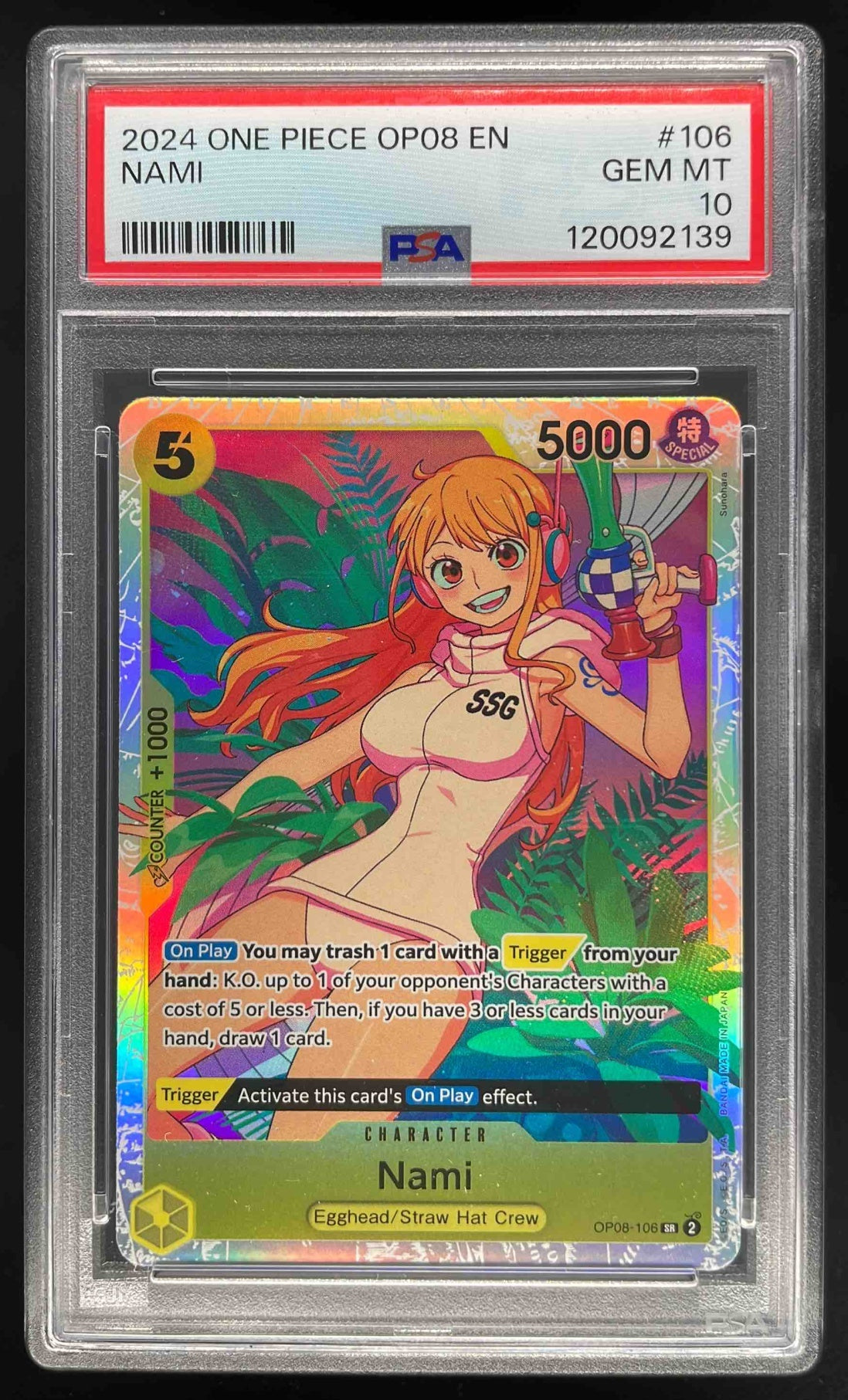 2024 One Piece OP08 EN #106 Nami PSA 10