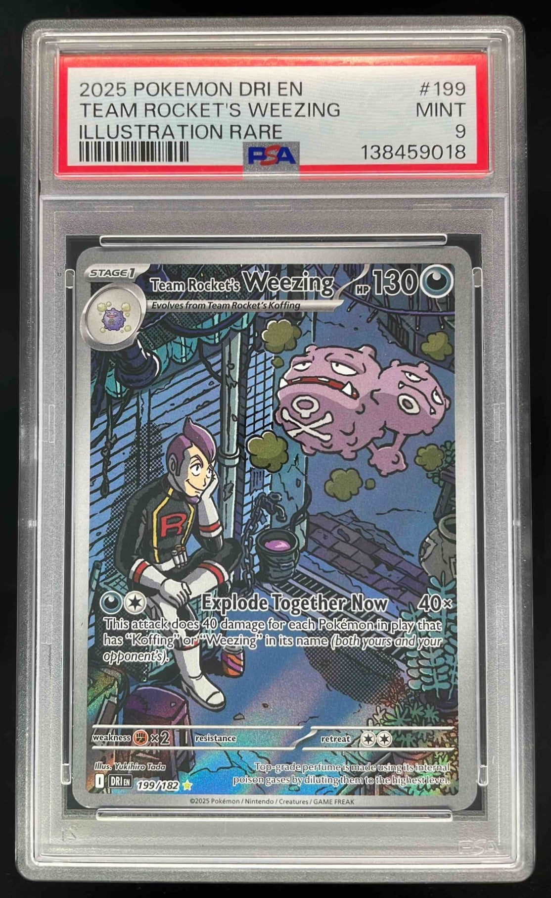 2025 Pokemon Destined Rivals #199/182 Team Rocket's Weezing PSA 9