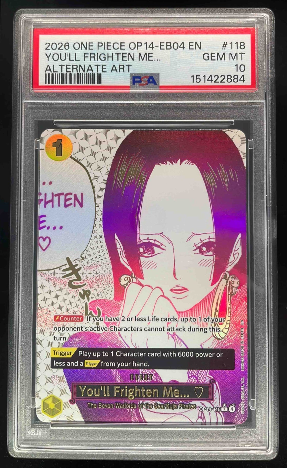 2026 One Piece OP14 EB04 EN #118 You'll Frighten Me Alternate Art PSA 10