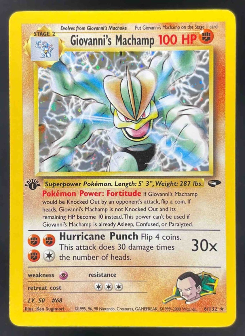 2000 Pokemon Gym Challenge 1st Edition #6/132 Giovanni's Machamp Holo