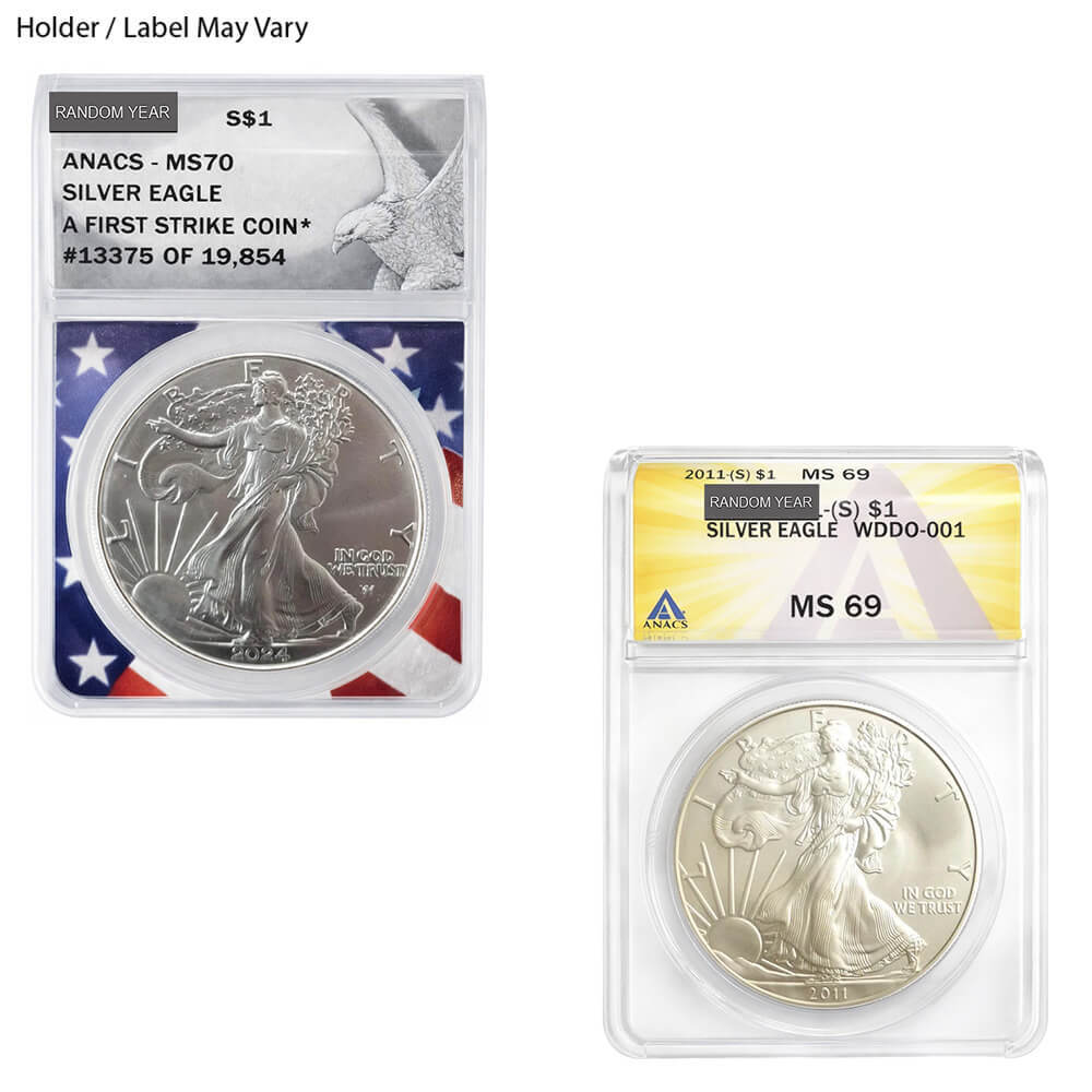 1 oz Silver American Eagle ANACS MS 69 (Random Year)