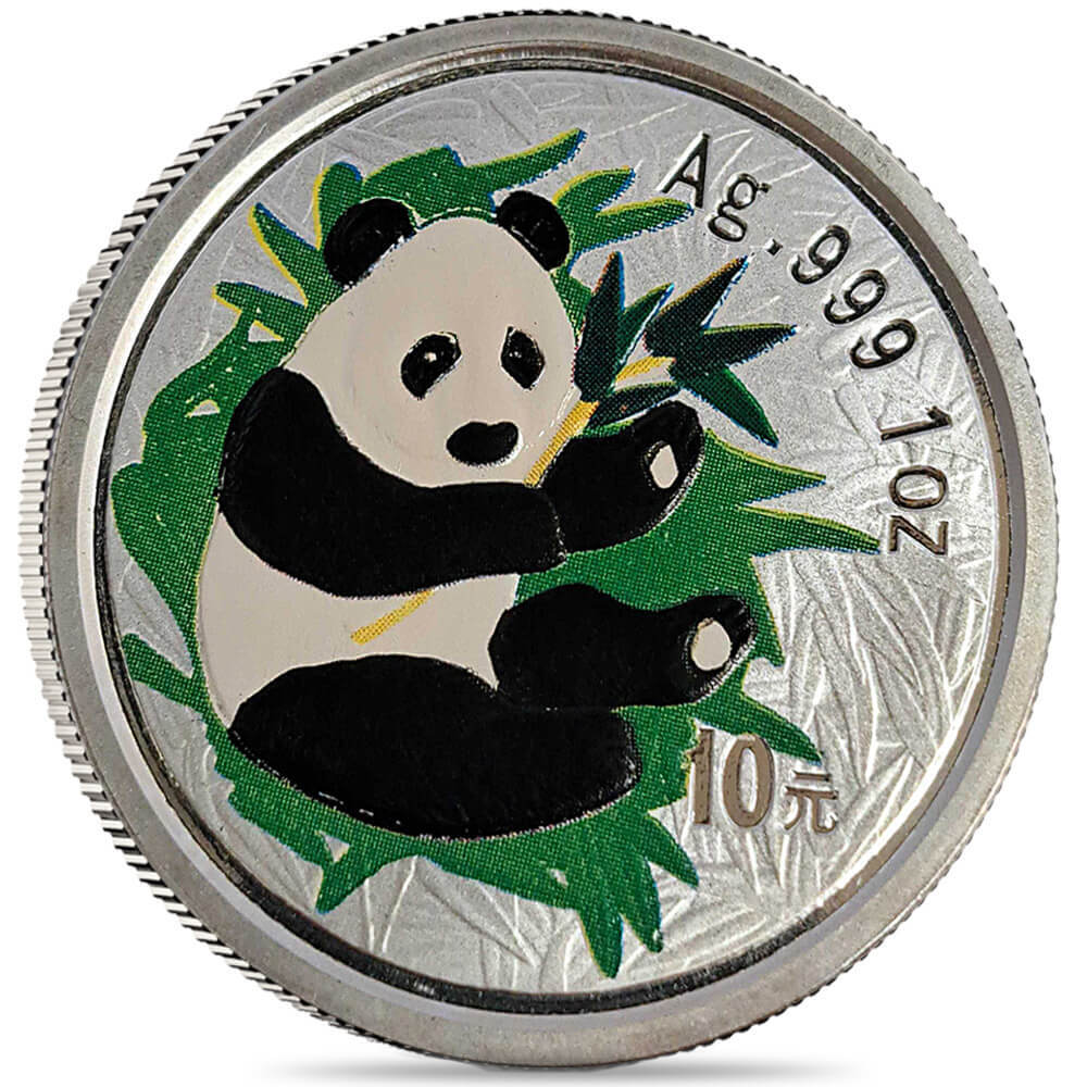 2000 1 oz Chinese Colorized Silver Panda 10 Yuan .999 Fine BU