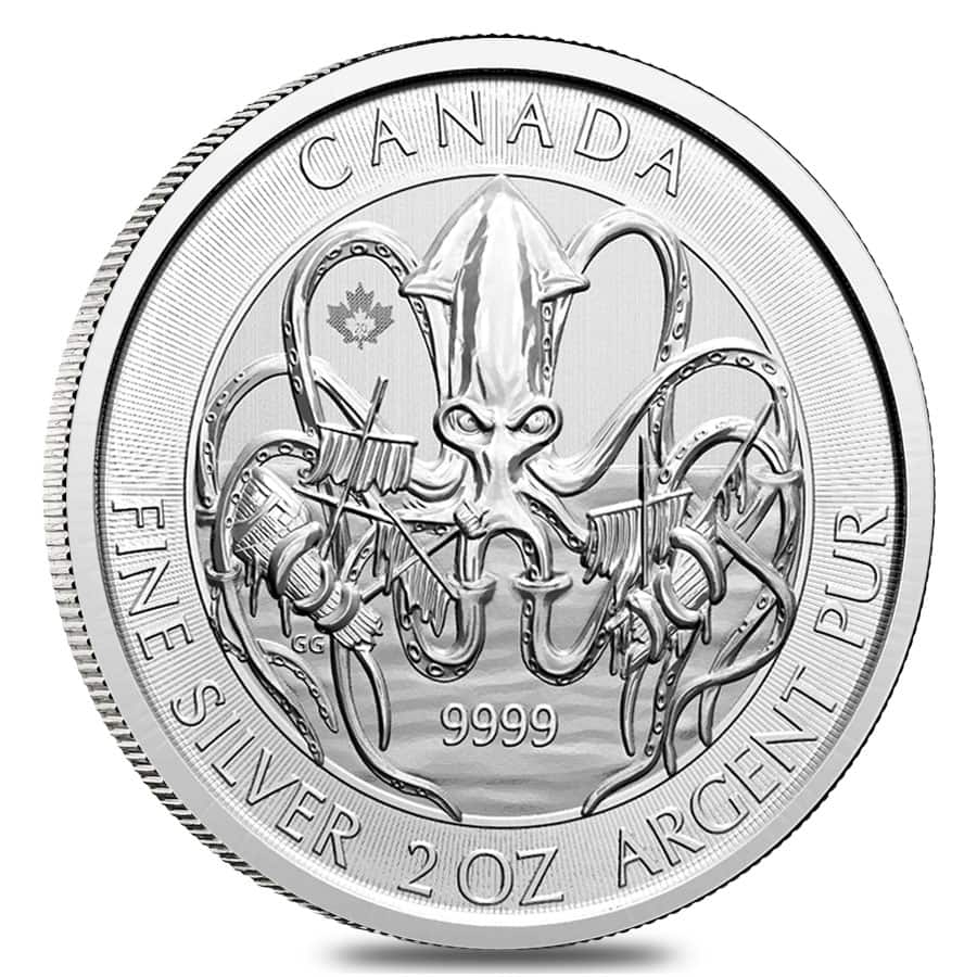 2020 2 oz Royal Canadian Creatures of the North Series The Kraken Silver Coin BU