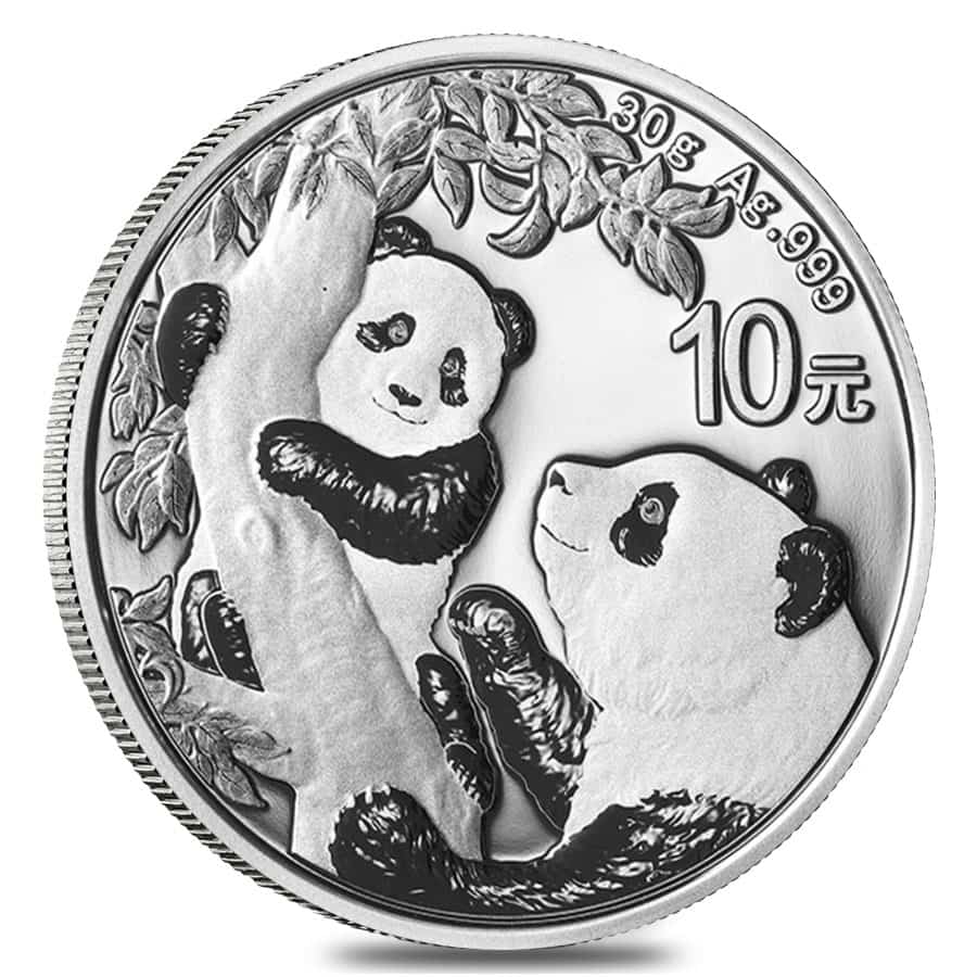 2021 30 Gram Chinese Silver Panda 10 Yuan .999 Fine BU