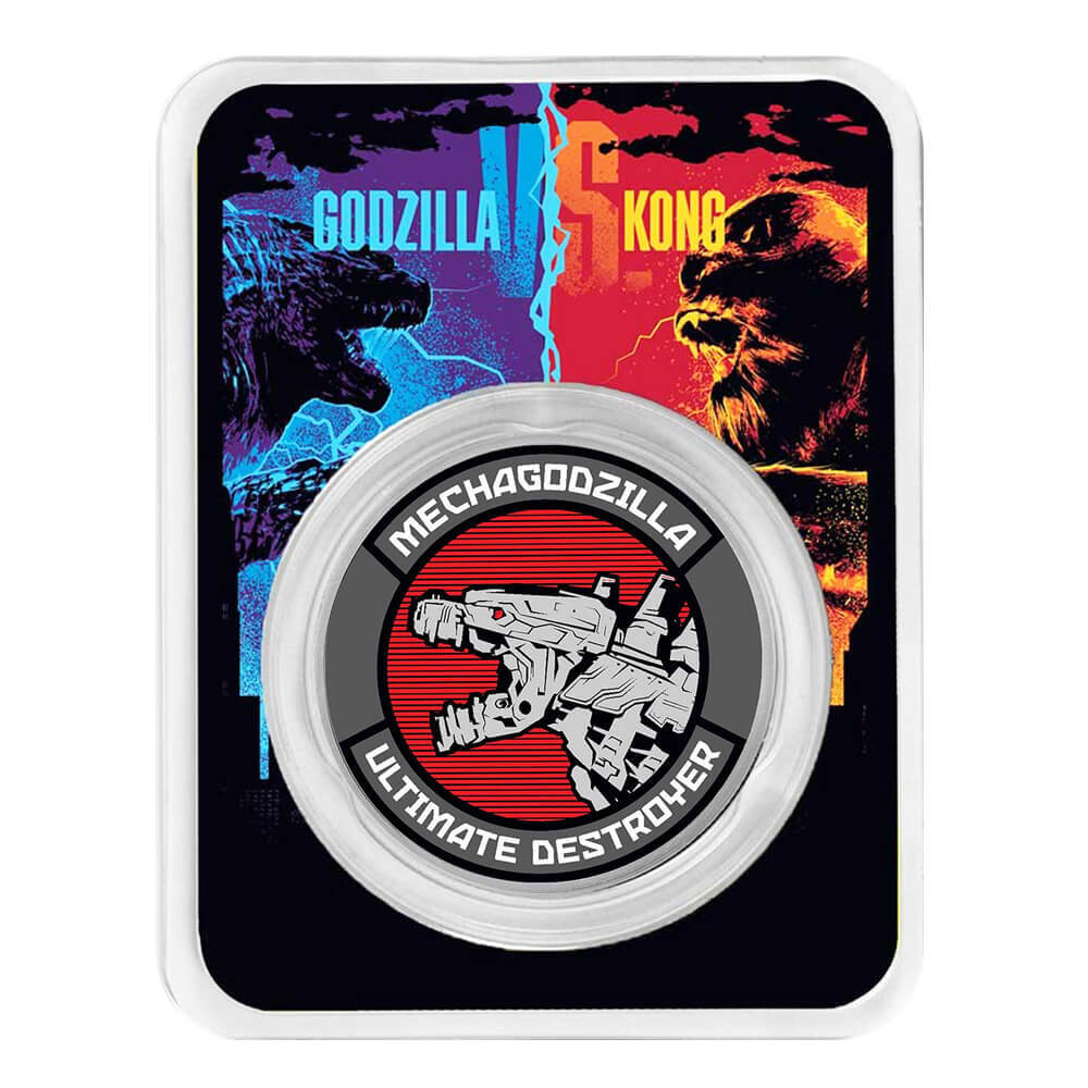 2021 Niue 1 oz Mechagodzilla Godzilla vs Kong Colorized Silver Coin (in TEP)