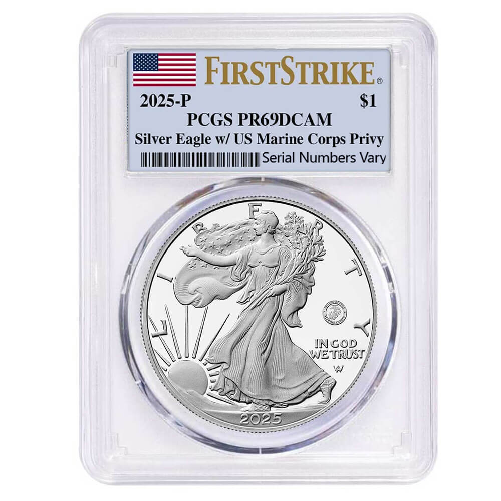 2025-P Marine Corps Privy 1 oz Proof Silver American Eagle PCGS PF 69 FS