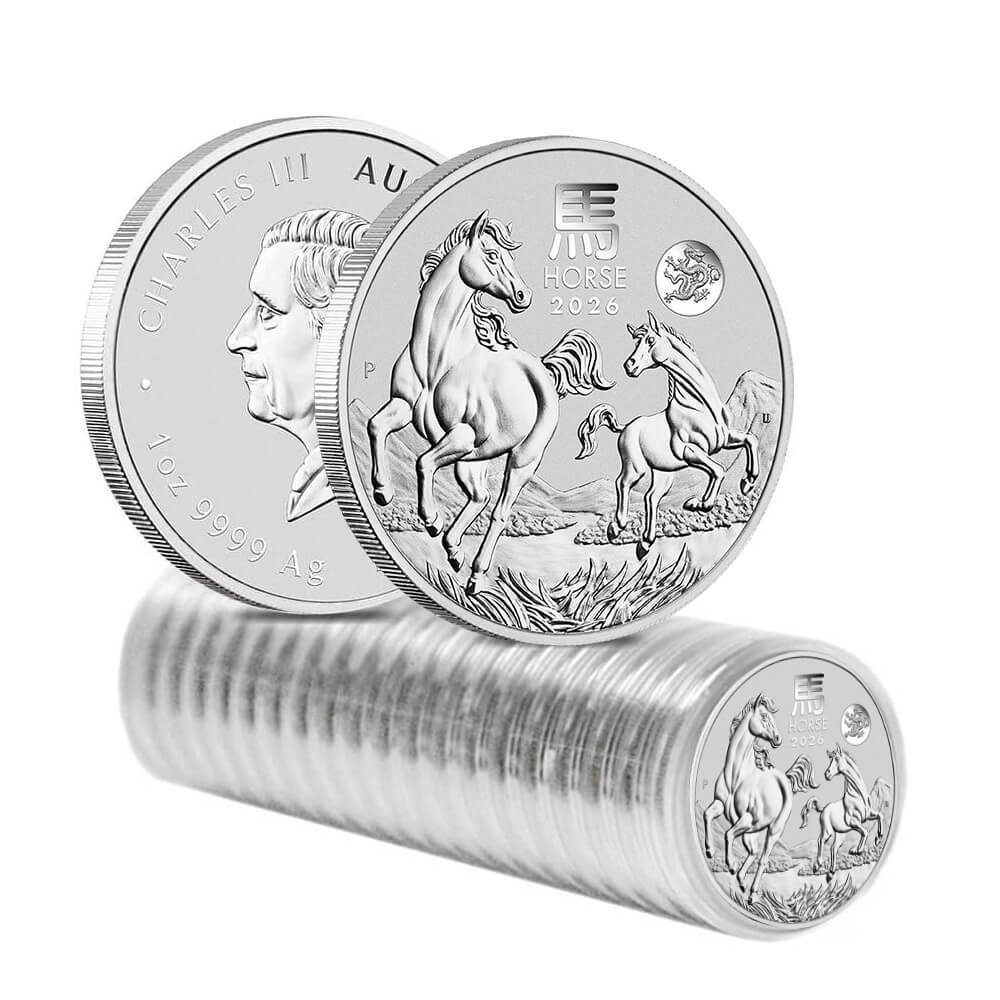Roll of 20 - 2026 1 oz Silver Lunar Horse Dragon Privy BU Australian Perth Mint