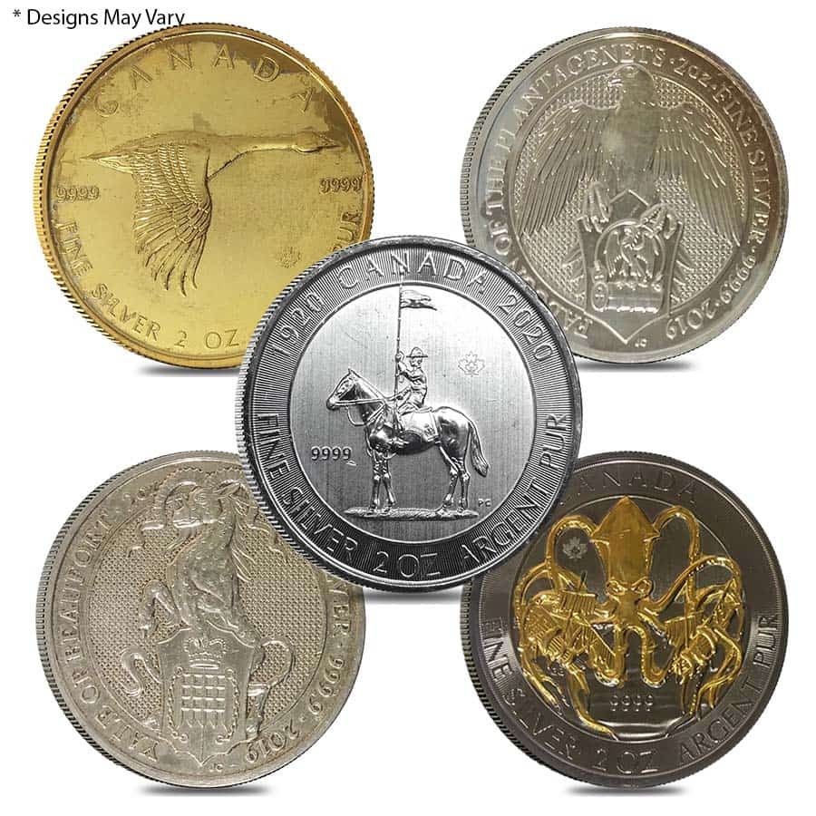 2 oz Silver World Coin Random Design (Abrasions)