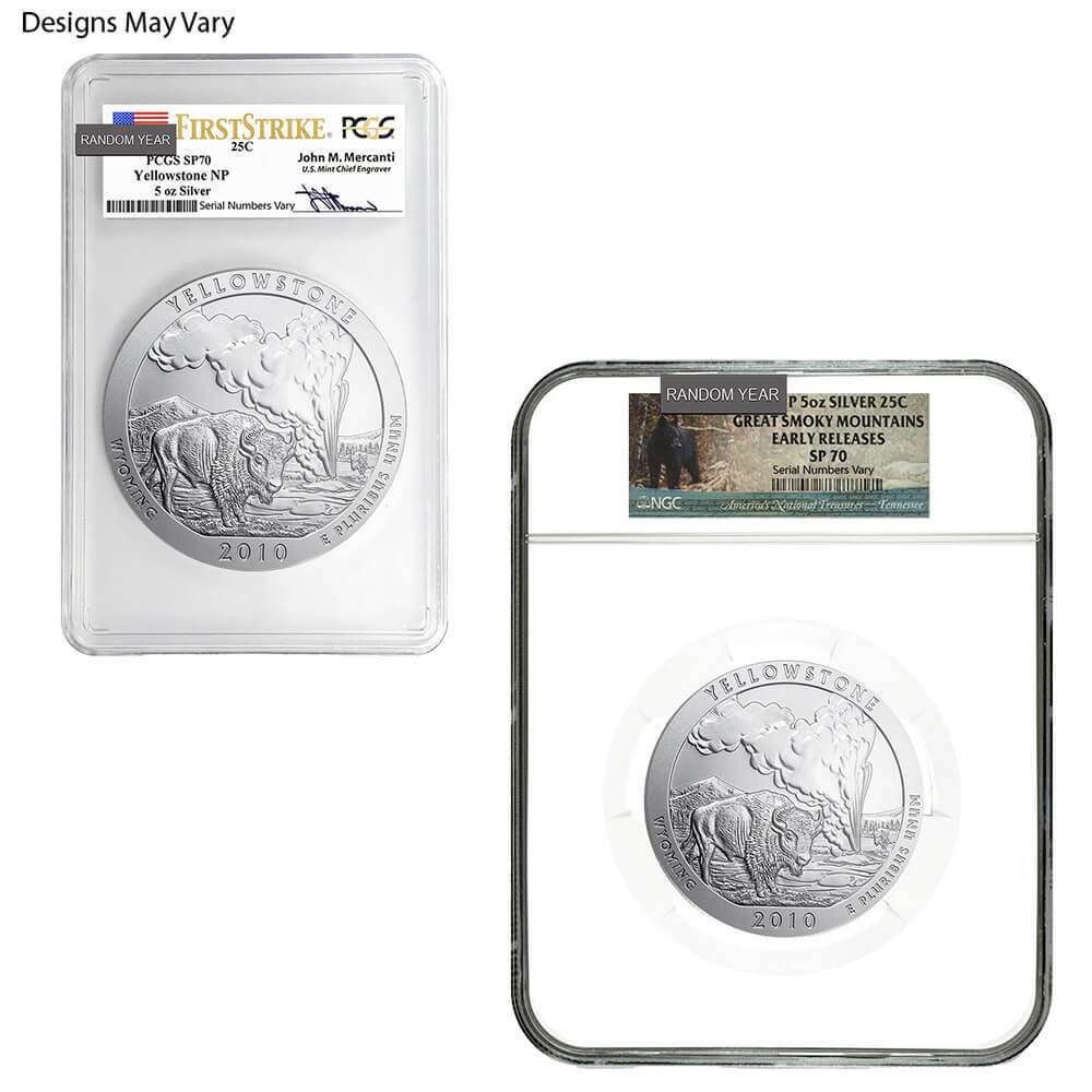 5 oz Silver America the Beautiful ATB NGC/PCGS SP 70 (Random Year)