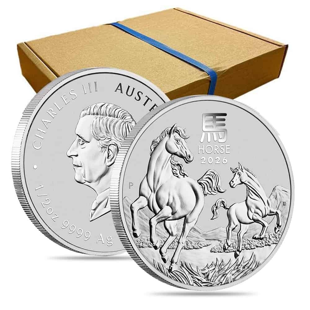 Box of 100 - 2026 1/2 oz Silver Lunar Horse BU Australian Perth Mint