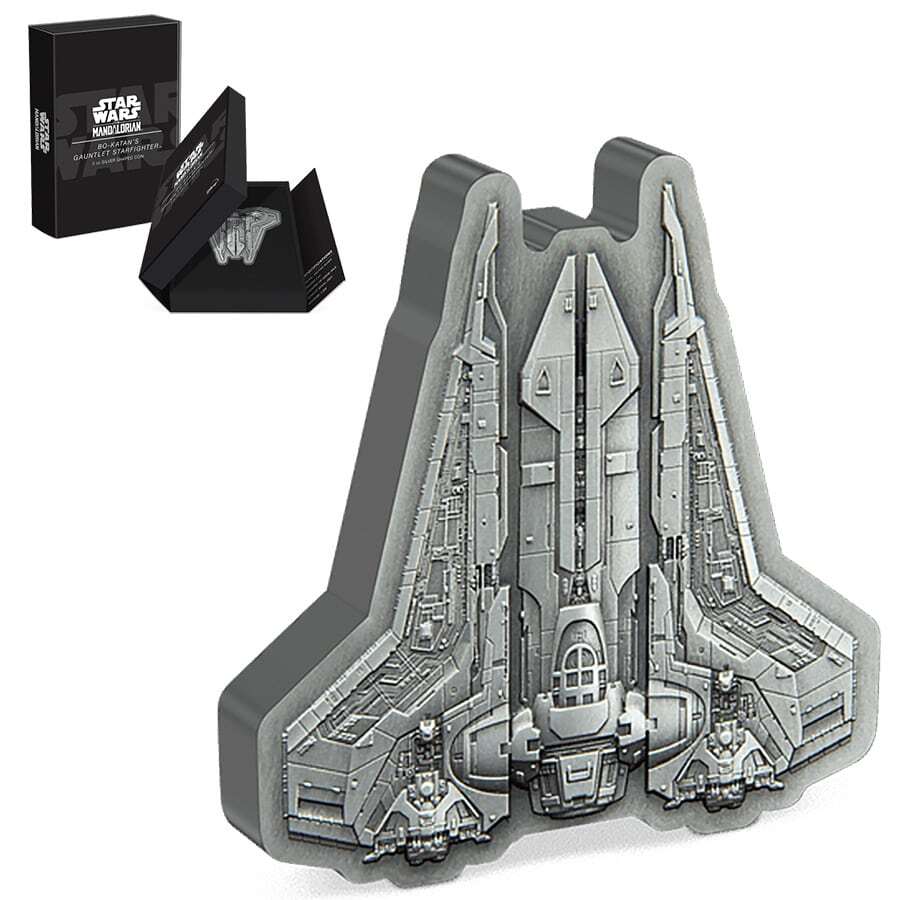 2023 Niue 3 oz Star Wars Mandalorian Bo-Katan's Gauntlet Starfighter Silver Coin