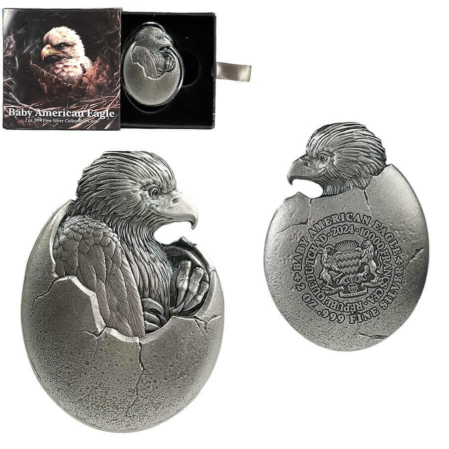 2024 Chad 2 oz Silver Baby American Eagle High Relief Coin .999 Fine