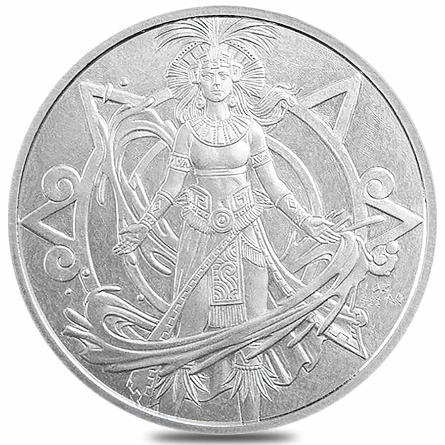 1 oz Aztec Water Deity Silver Round .999 Fine