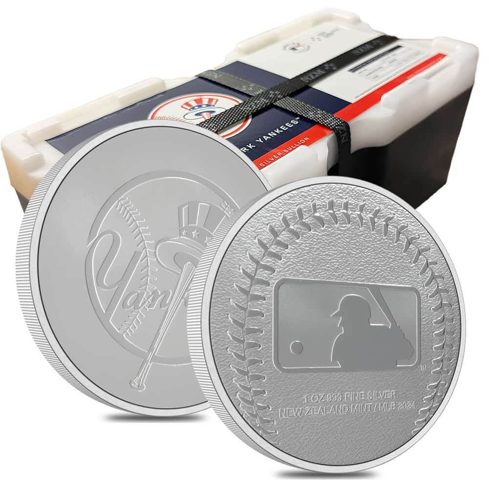 Box of 250 - 2024 New Zealand 1 oz NY Yankees Baseball Silver Round .999 Fine
