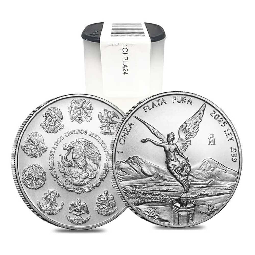 Roll of 25 - 2025 1 oz Mexican Libertad Silver Coin BU