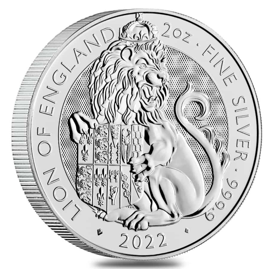 2022 Great Britain 2 oz Silver The Tudor Beasts Lion of England Coin .9999 Fine BU