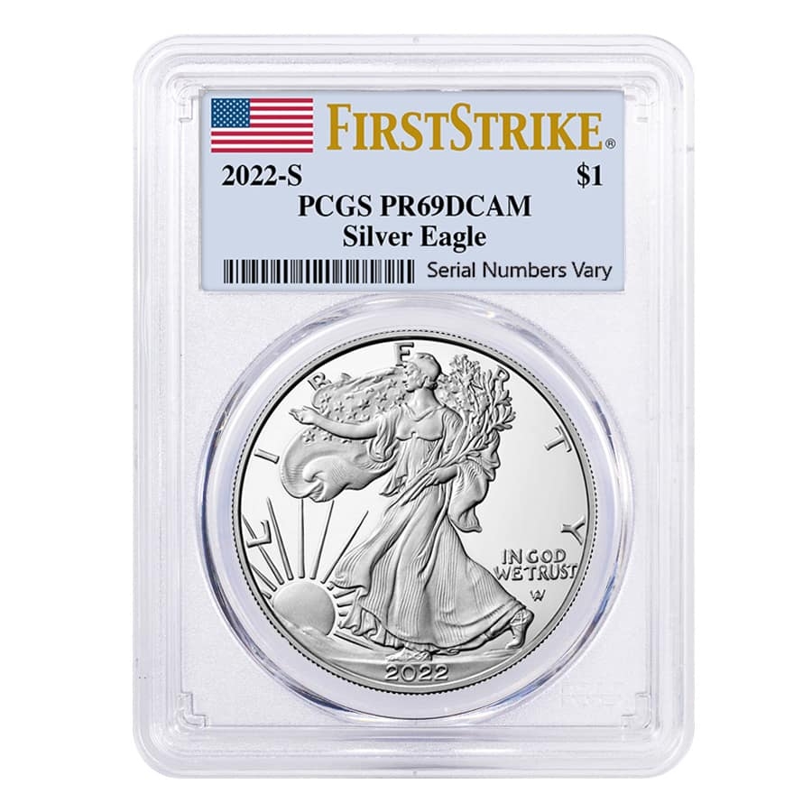 2022-S 1 oz Proof Silver American Eagle PCGS PF 69 FS (Flag Label)